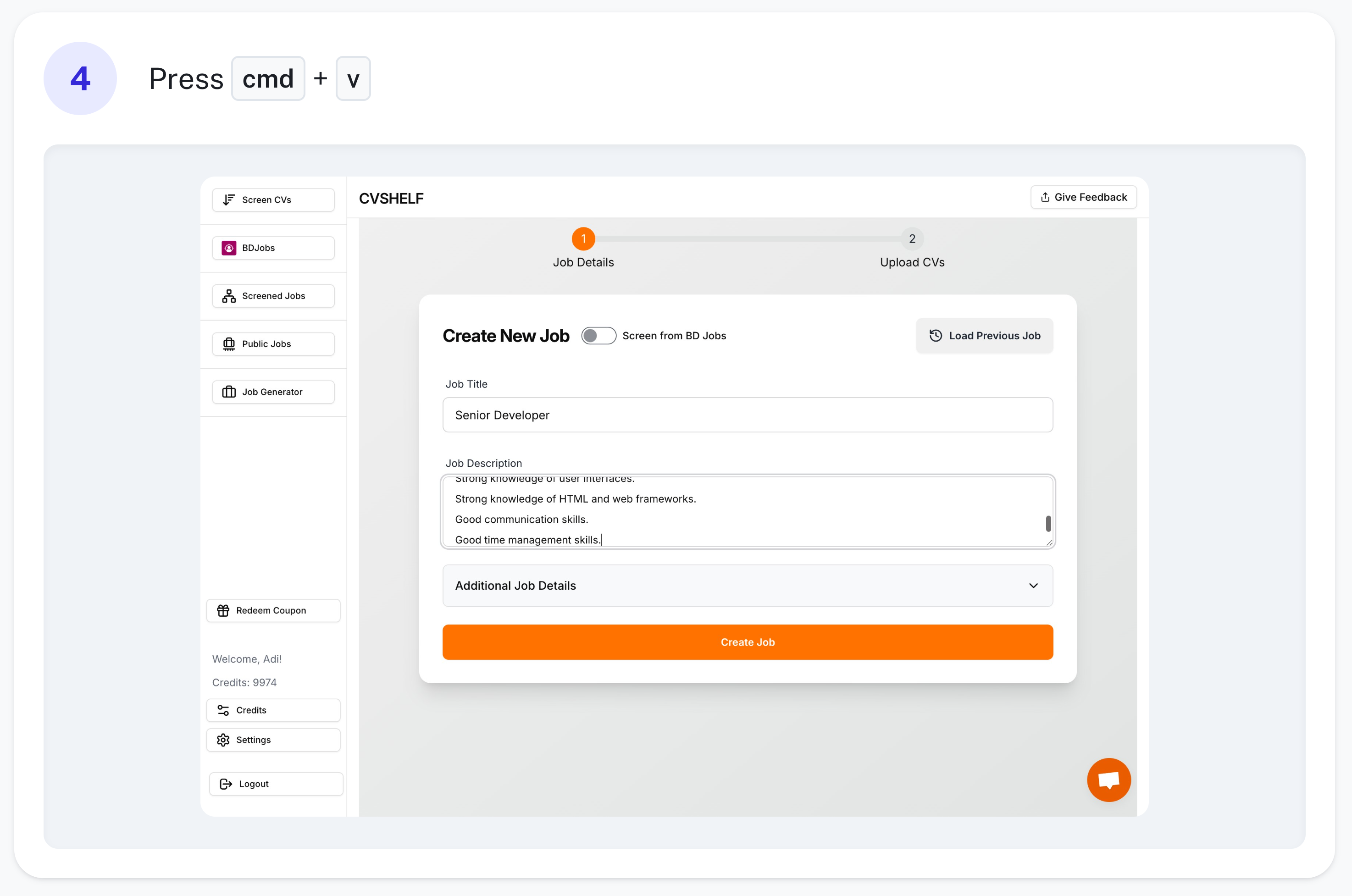 Step 4: Additional screening options