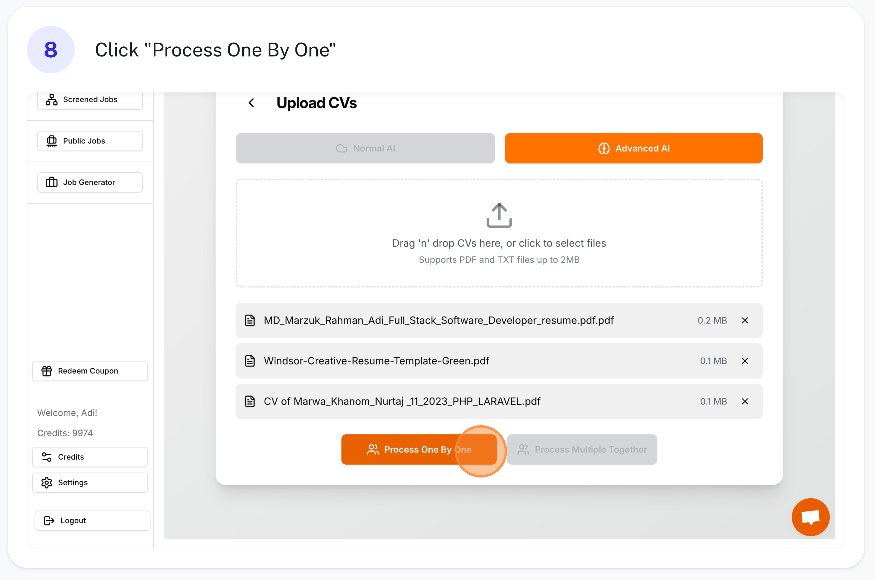 Step 8: Candidate details