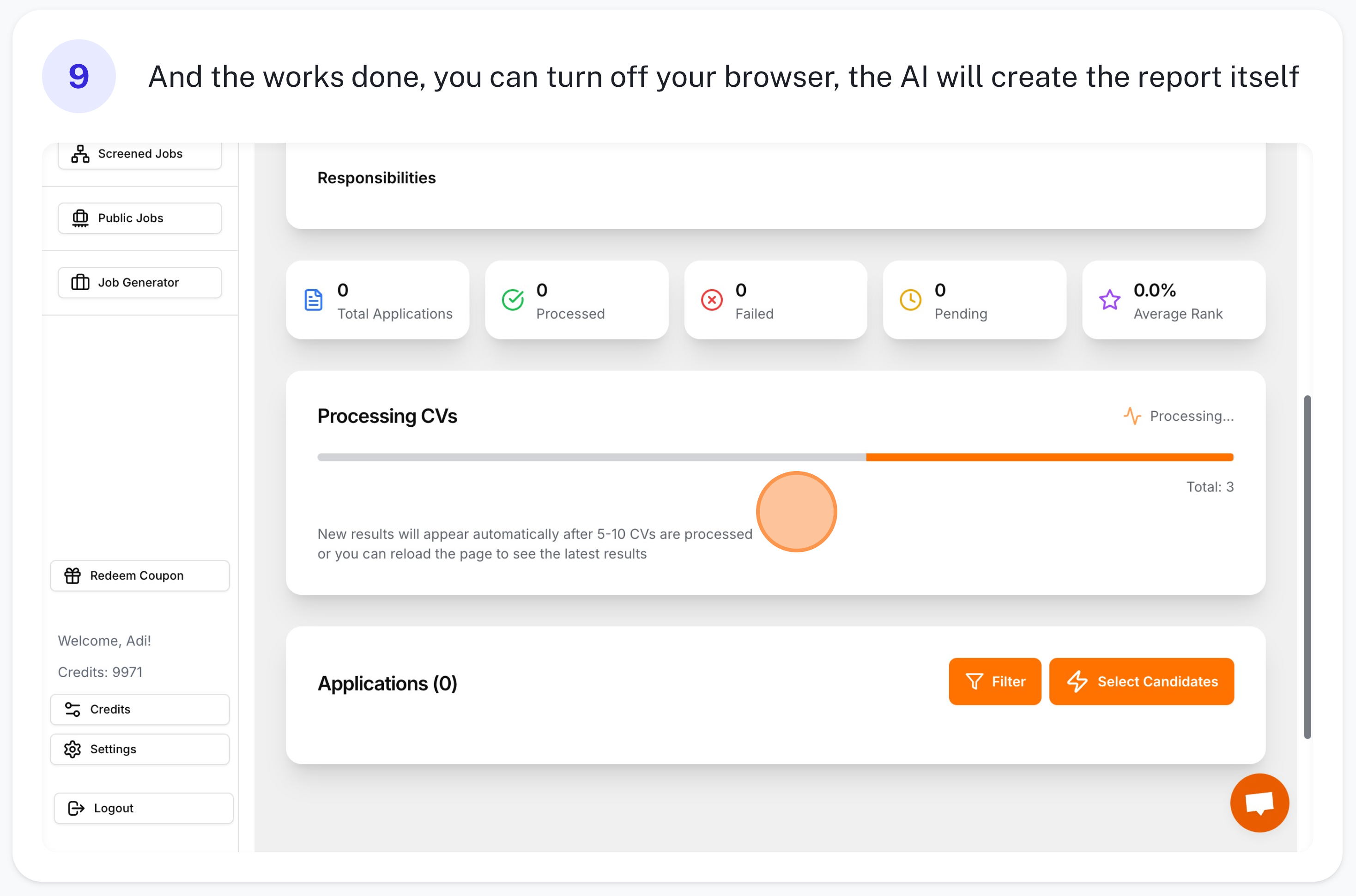 Step 9: Further actions